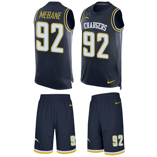 Men's Limited Brandon Mebane Nike Jersey Navy Blue - #92 Tank Top Suit NFL Los Angeles Chargers